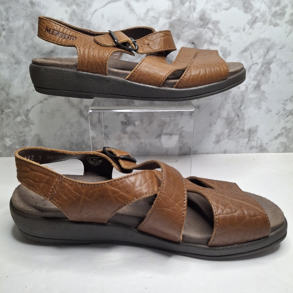 Mephisto Altina Sandals Womens 36 EUR 5.5 /6 US Brown Leather Buckle Comfort - Picture 5 of 15